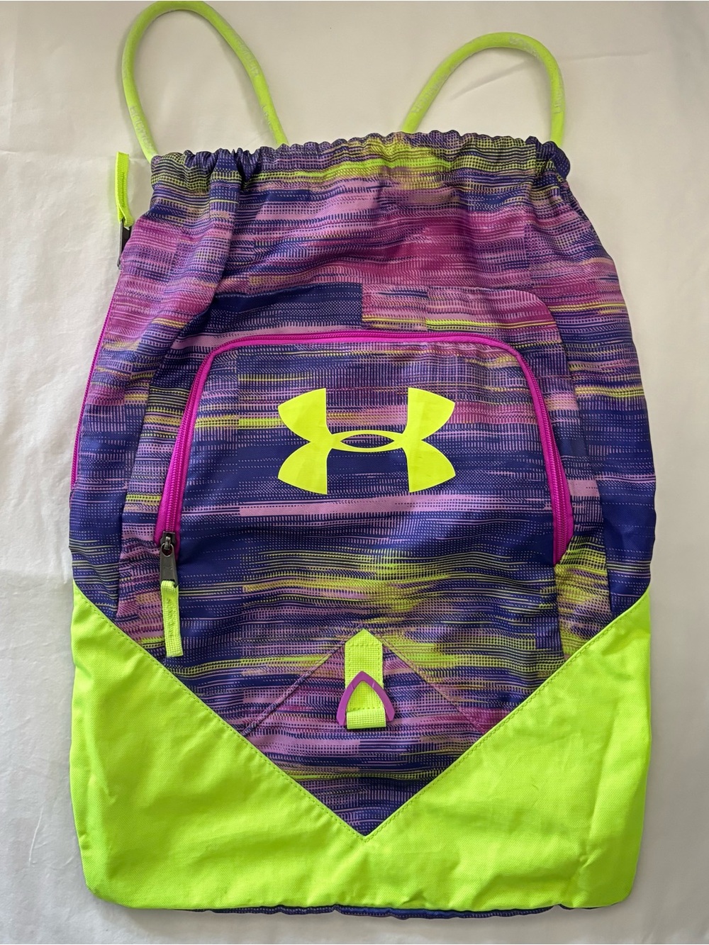 Under Armour Neon Yellow & Purple Multicolor Drawstring Backpack